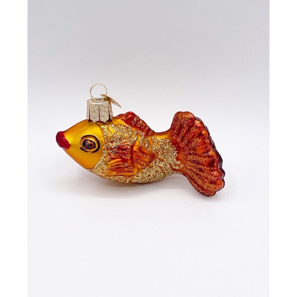 Old World Christmas Hand Blow Graceful Gold Fish Ornament Holiday Tree Decor